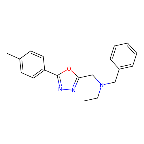 N-benzyl-N-{[5-(4-methylphenyl)-1,3,4-oxadiazol-2-yl]methyl}ethanamine structure