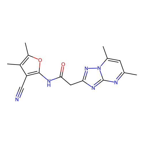 N-(3-cyano-4,5-dimethylfuran-2-yl)-2-(5,7-dimethyl-[1,2,4]triazolo[1,5-a]pyrimidin-2-yl)acetamide structure