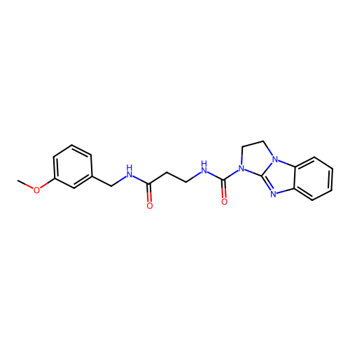 N-(3-((3-methoxybenzyl)amino)-3-oxopropyl)-2,3-dihydro-1H-benzo[d]imidazo[1,2-a]imidazole-1-carboxamide structure