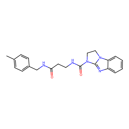 N-(3-((4-methylbenzyl)amino)-3-oxopropyl)-2,3-dihydro-1H-benzo[d]imidazo[1,2-a]imidazole-1-carboxamide structure