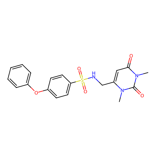 N-((1,3-dimethyl-2,6-dioxo-1,2,3,6-tetrahydropyrimidin-4-yl)methyl)-4-phenoxybenzenesulfonamide structure