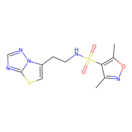 3,5-dimethyl-N-[2-([1,3]thiazolo[3,2-b][1,2,4]triazol-6-yl)ethyl]-1,2-oxazole-4-sulfonamide structure