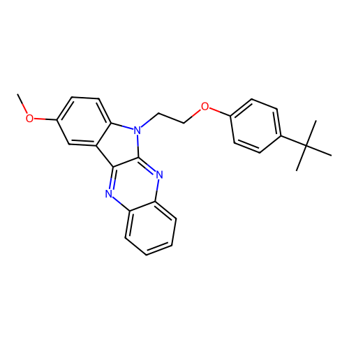 6-[2-(4-tert-butylphenoxy)ethyl]-9-methoxy-6H-indolo[2,3-b]quinoxaline structure