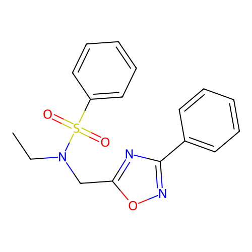 N-ethyl-N-[(3-phenyl-1,2,4-oxadiazol-5-yl)methyl]benzenesulfonamide structure