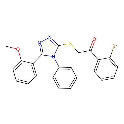 1-(2-bromophenyl)-2-[[5-(2-methoxyphenyl)-4-phenyl-1,2,4-triazol-3-yl]sulfanyl]ethanone structure