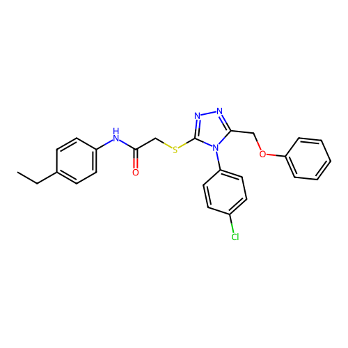 2-[[4-(4-chlorophenyl)-5-(phenoxymethyl)-1,2,4-triazol-3-yl]sulfanyl]-N-(4-ethylphenyl)acetamide structure