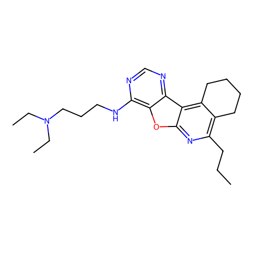 N,N-diethyl-N'-(5-propyl-1,2,3,4-tetrahydropyrimido[4',5':4,5]furo[2,3-c]isoquinolin-8-yl)propane-1,3-diamine structure