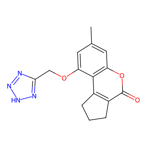 7-methyl-9-(1H-tetrazol-5-ylmethoxy)-2,3-dihydrocyclopenta[c]chromen-4(1H)-one structure