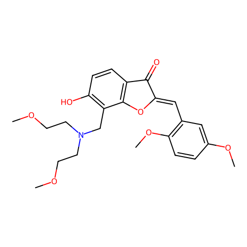 (2Z)-7-[[bis(2-methoxyethyl)amino]methyl]-2-[(2,5-dimethoxyphenyl)methylidene]-6-hydroxy-1-benzofuran-3-one structure
