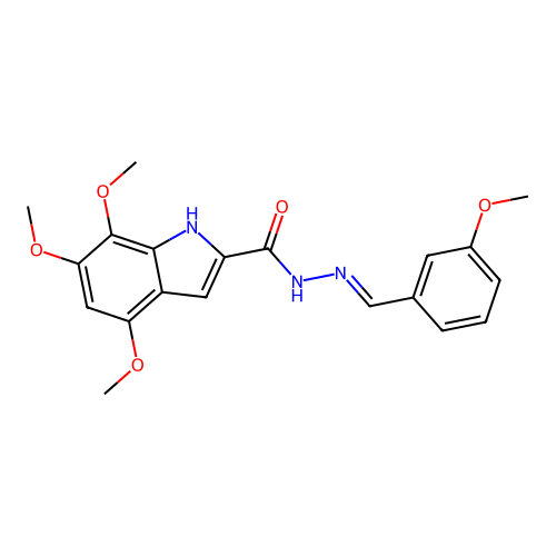 (E)-4,6,7-trimethoxy-N'-(3-methoxybenzylidene)-1H-indole-2-carbohydrazide structure