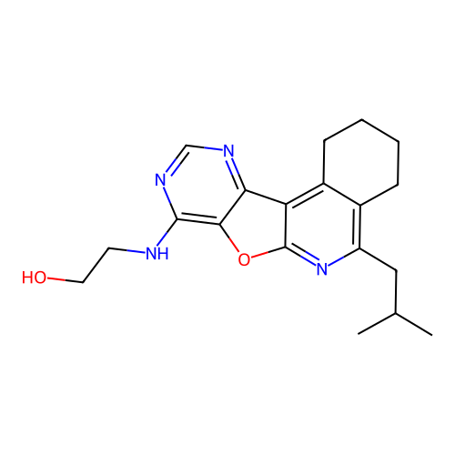 2-((5-isobutyl-1,2,3,4-tetrahydropyrimido[4',5':4,5]furo[2,3-c]isoquinolin-8-yl)amino)ethanol structure