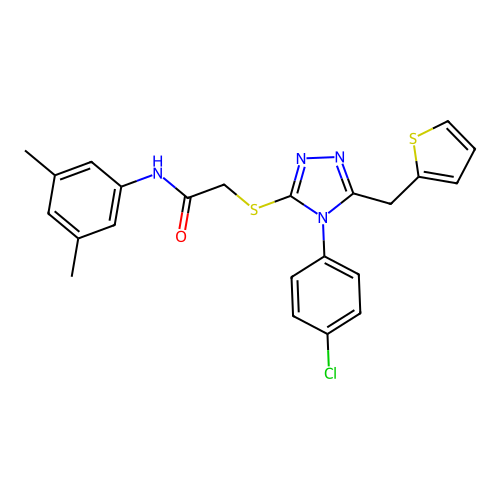 2-{[4-(4-chlorophenyl)-5-(thiophen-2-ylmethyl)-4H-1,2,4-triazol-3-yl]sulfanyl}-N-(3,5-dimethylphenyl)acetamide structure