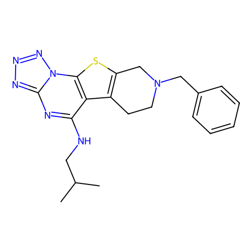 8-benzyl-N-(2-methylpropyl)-6,7,8,9-tetrahydropyrido[4',3':4,5]thieno[3,2-e]tetrazolo[1,5-a]pyrimidin-5-amine structure