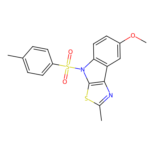 7-methoxy-2-methyl-4-[(4-methylphenyl)sulfonyl]-4H-[1,3]thiazolo[5,4-b]indole structure