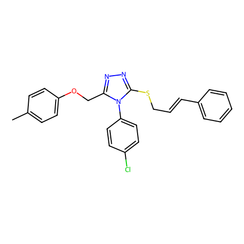 4-(4-chlorophenyl)-3-(cinnamylthio)-5-((p-tolyloxy)methyl)-4H-1,2,4-triazole structure