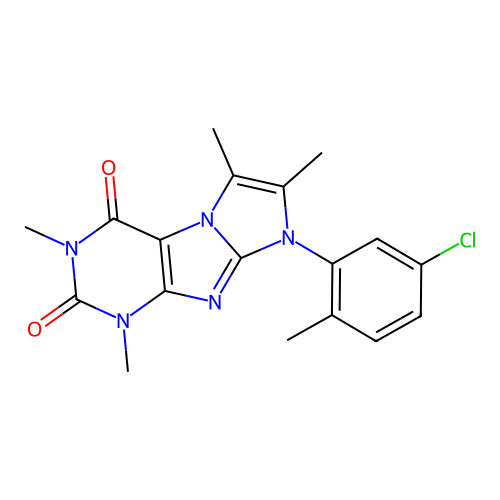 8-(5-chloro-2-methylphenyl)-1,3,6,7-tetramethyl-1H-imidazo[2,1-f]purine-2,4(3H,8H)-dione structure