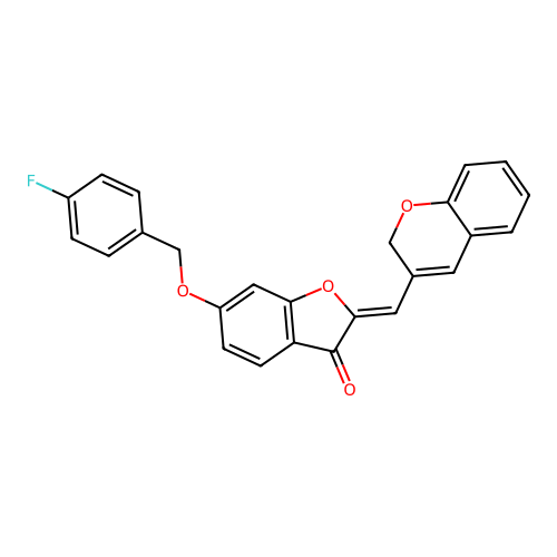 2-(2H-chromen-3-ylmethylene)-6-[(4-fluorophenyl)methoxy]benzo[b]furan-3-one structure