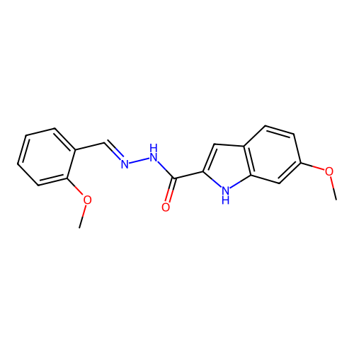 6-methoxy-N'-[(E)-(2-methoxyphenyl)methylidene]-1H-indole-2-carbohydrazide structure