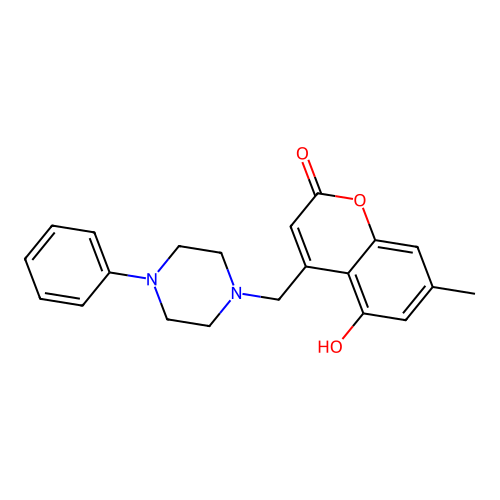 5-hydroxy-7-methyl-4-((4-phenylpiperazin-1-yl)methyl)-2H-chromen-2-one structure