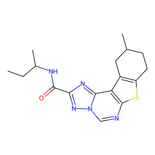 N-(butan-2-yl)-10-methyl-8,9,10,11-tetrahydro[1]benzothieno[3,2-e][1,2,4]triazolo[1,5-c]pyrimidine-2-carboxamide structure