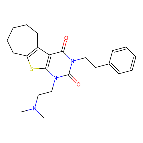1-(2-(dimethylamino)ethyl)-3-phenethyl-6,7,8,9-tetrahydro-1H-cyclohepta[4,5]thieno[2,3-d]pyrimidine-2,4(3H,5H)-dione structure