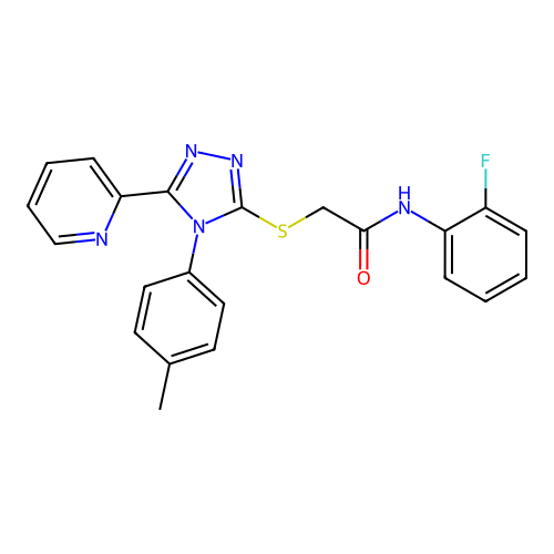 N-(2-fluorophenyl)-2-[[4-(4-methylphenyl)-5-pyridin-2-yl-1,2,4-triazol-3-yl]sulfanyl]acetamide structure