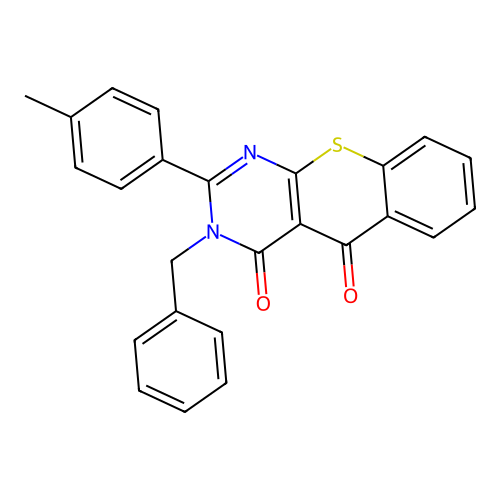 3-benzyl-2-(4-methylphenyl)-4H-thiochromeno[2,3-d]pyrimidine-4,5(3H)-dione structure