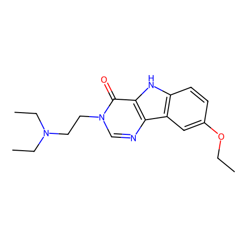 3-[2-(diethylamino)ethyl]-8-ethoxy-3,5-dihydro-4H-pyrimido[5,4-b]indol-4-one structure