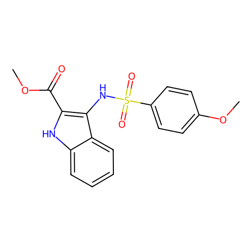 methyl 3-{[(4-methoxyphenyl)sulfonyl]amino}-1H-indole-2-carboxylate structure