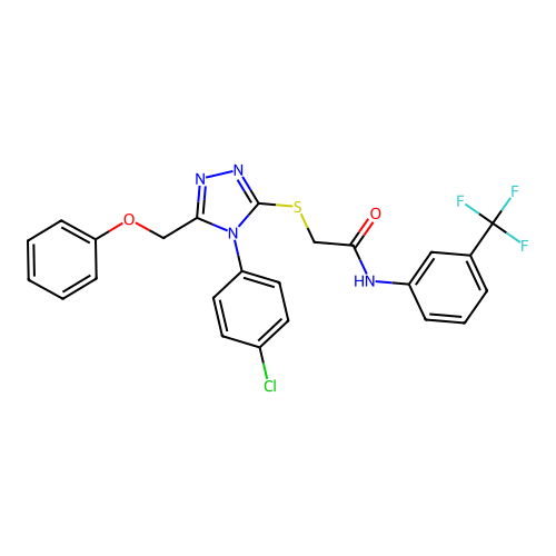 2-{[4-(4-chlorophenyl)-5-(phenoxymethyl)-4H-1,2,4-triazol-3-yl]sulfanyl}-N-[3-(trifluoromethyl)phenyl]acetamide structure