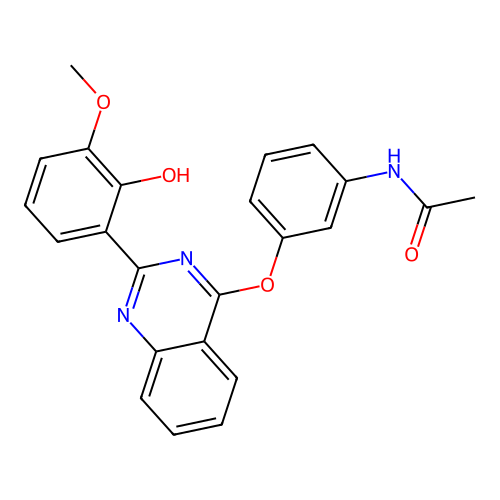 N-(3-((2-(2-hydroxy-3-methoxyphenyl)quinazolin-4-yl)oxy)phenyl)acetamide structure
