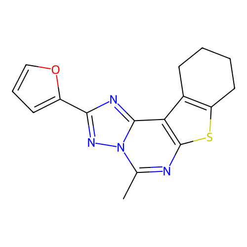 2-(2-furyl)-5-methyl-8,9,10,11-tetrahydro[1]benzothieno[3,2-e][1,2,4]triazolo[1,5-c]pyrimidine structure