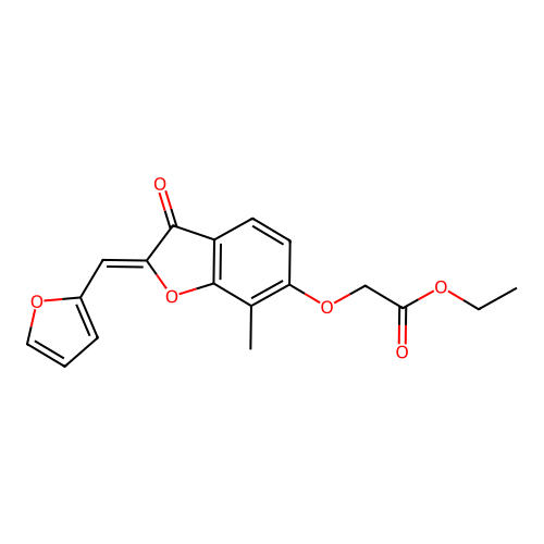 (Z)-ethyl 2-((2-(furan-2-ylmethylene)-7-methyl-3-oxo-2,3-dihydrobenzofuran-6-yl)oxy)acetate structure