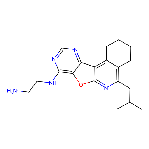 N-[5-(2-methylpropyl)-1,2,3,4-tetrahydropyrimido[4',5':4,5]furo[2,3-c]isoquinolin-8-yl]ethane-1,2-diamine structure