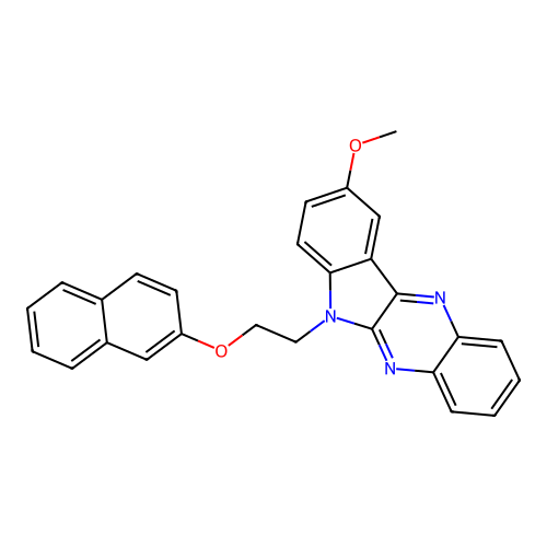 9-methoxy-6-(2-(naphthalen-2-yloxy)ethyl)-6H-indolo[2,3-b]quinoxaline structure