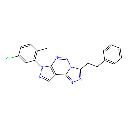 7-(5-chloro-2-methylphenyl)-3-(2-phenylethyl)-7H-pyrazolo[4,3-e][1,2,4]triazolo[4,3-c]pyrimidine structure
