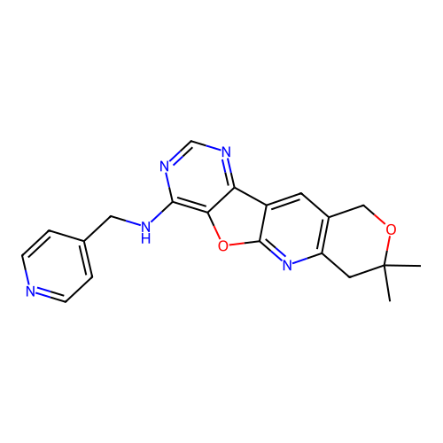 8,8-dimethyl-N-(pyridin-4-ylmethyl)-7,10-dihydro-8H-pyrano[3'',4'':5',6']pyrido[3',2':4,5]furo[3,2-d]pyrimidin-4-amine structure