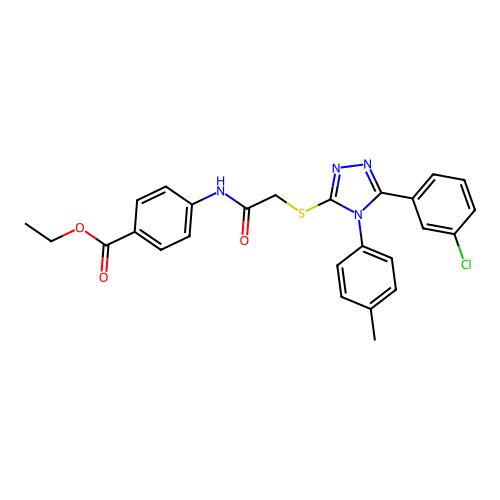 ethyl 4-(2-((5-(3-chlorophenyl)-4-(p-tolyl)-4H-1,2,4-triazol-3-yl)thio)acetamido)benzoate structure
