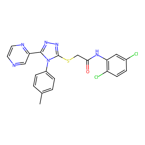 N-(2,5-dichlorophenyl)-2-[[4-(4-methylphenyl)-5-pyrazin-2-yl-1,2,4-triazol-3-yl]sulfanyl]acetamide structure