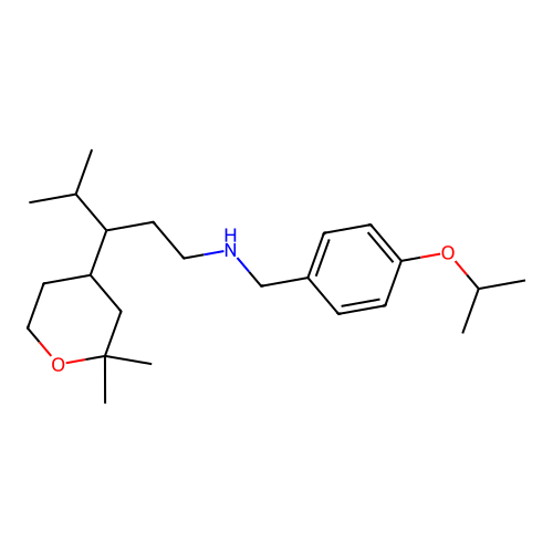 3-(2,2-dimethyloxan-4-yl)-4-methyl-N-[(4-propan-2-yloxyphenyl)methyl]pentan-1-amine structure