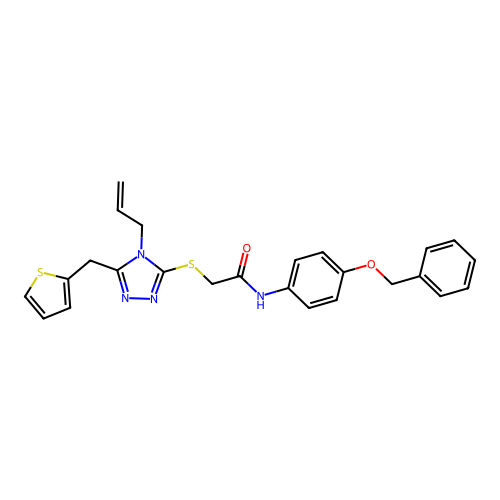 N-[4-(benzyloxy)phenyl]-2-{[4-(prop-2-en-1-yl)-5-(thiophen-2-ylmethyl)-4H-1,2,4-triazol-3-yl]sulfanyl}acetamide structure