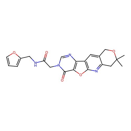2-(8,8-dimethyl-4-oxo-4,7,8,10-tetrahydro-3H-pyrano[3'',4'':5',6']pyrido[3',2':4,5]furo[3,2-d]pyrimidin-3-yl)-N-(furan-2-ylmethyl)acetamide structure