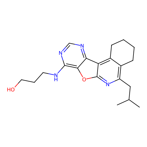 3-((5-isobutyl-1,2,3,4-tetrahydropyrimido[4',5':4,5]furo[2,3-c]isoquinolin-8-yl)amino)propan-1-ol structure