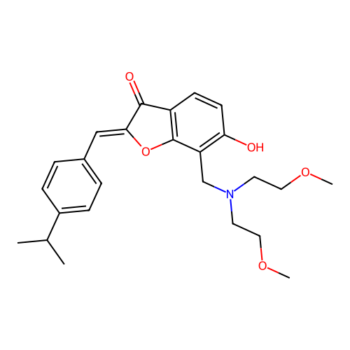 (Z)-7-((bis(2-methoxyethyl)amino)methyl)-6-hydroxy-2-(4-isopropylbenzylidene)benzofuran-3(2H)-one structure