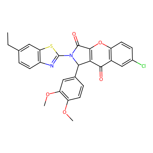 7-chloro-1-(3,4-dimethoxyphenyl)-2-(6-ethyl-1,3-benzothiazol-2-yl)-1,2-dihydrochromeno[2,3-c]pyrrole-3,9-dione structure