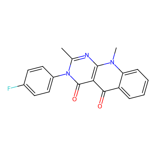 3-(4-fluorophenyl)-2,10-dimethylpyrimido[4,5-b]quinoline-4,5(3H,10H)-dione structure