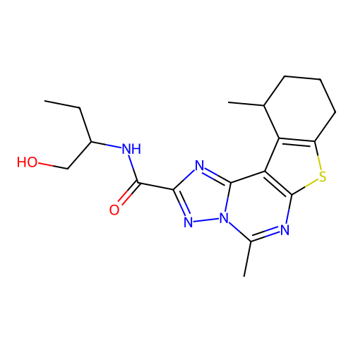 N-(1-hydroxybutan-2-yl)-5,11-dimethyl-8,9,10,11-tetrahydro[1]benzothieno[3,2-e][1,2,4]triazolo[1,5-c]pyrimidine-2-carboxamide structure