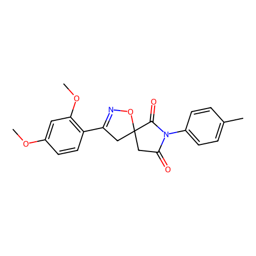 2-(2,4-dimethoxyphenyl)-8-(4-methylphenyl)-4-oxa-3,8-diazaspiro[4.4]non-2-ene-7,9-dione structure