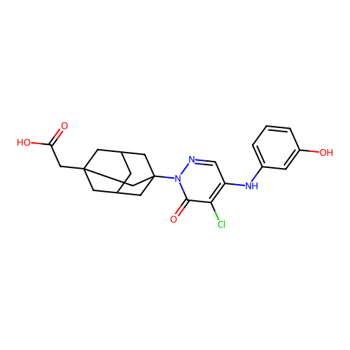 2-[3-[5-Chloro-4-(3-hydroxyanilino)-6-oxopyridazin-1-yl]-1-adamantyl]acetic acid structure