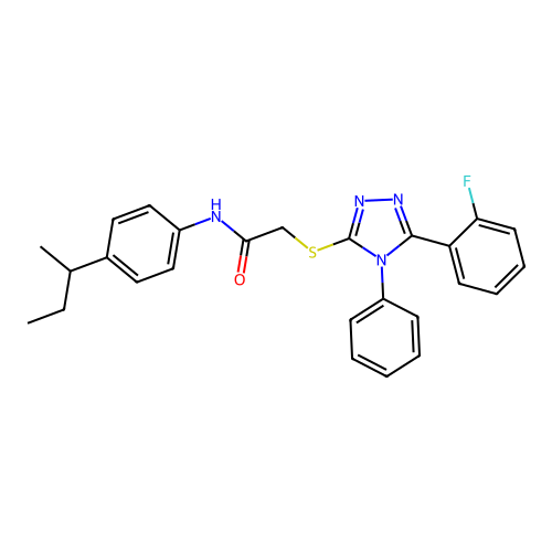 N-(4-butan-2-ylphenyl)-2-[[5-(2-fluorophenyl)-4-phenyl-1,2,4-triazol-3-yl]sulfanyl]acetamide structure